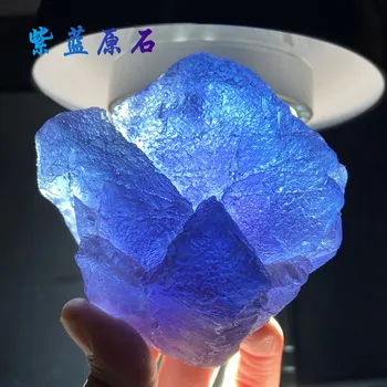 Натуральный фиолетовый синий кристалл флюорита, необработанные украшения из необработанного камня, образец минерала, обучающие аксессуары для дома