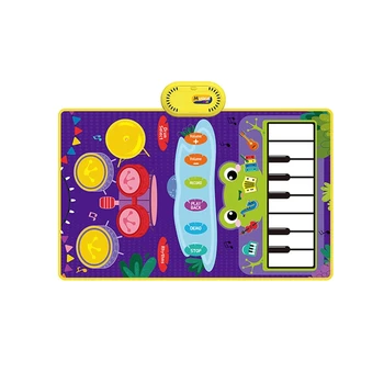 Детские игрушки 2 В 1, Коврик Для фортепиано с клавиатурой и Барабаном для малышей С палочками, Сенсорные игрушки для раннего обучения музыке для детей 1-3 лет