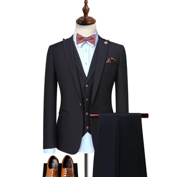 Сшитое на заказ Свадебное платье Жениха, Блейзер, Брюки, деловые Классические брюки высокого класса SA07-58599