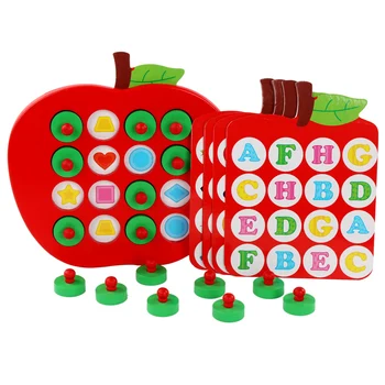 Детская Деревянная Шахматная игра На Память Red Apple Early Memory Game Шахматы с Мультяшными Животными Фруктами Цифровыми Фигурами Справочная карточка