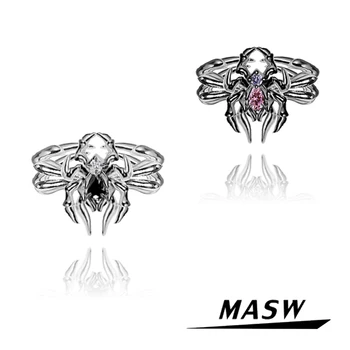 MASW Оригинальный дизайн Кольца в виде паука для женщин, классный стиль, современные ювелирные изделия в стиле хип-хоп, Высококачественные латунные металлические кольца для подарка на вечеринку