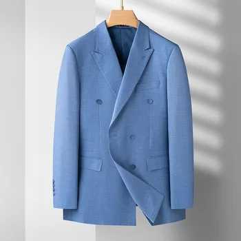 5828-2023 мужские полосатые двубортные костюмы 92 в полоску для отдыха и европейский код мужской приталенный пиджак-пиджак
