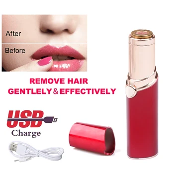 Мини-бритва для губной помады, Электрическая бритва, мгновенный безболезненный женский эпилятор, Бритва для верхней губы, Портативное средство для удаления волос, USB-зарядка