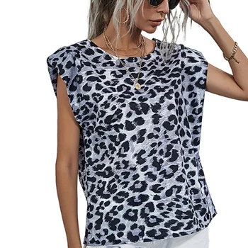 2023 Женские леопардовые рубашки с принтом, Свободные топы, Пуловеры, Летняя женская блузка, Стильная женская рубашка Blusa, Элегантная одежда