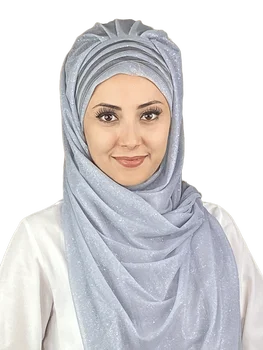 Серый Практичный Серебристый Шифоновый Хиджаб Вечернее Платье Шаль Новая Мода Исламский Мусульманский Хиджаб Тренд Хиджаб Готовая Одежда Шляпа Шарф Шифон